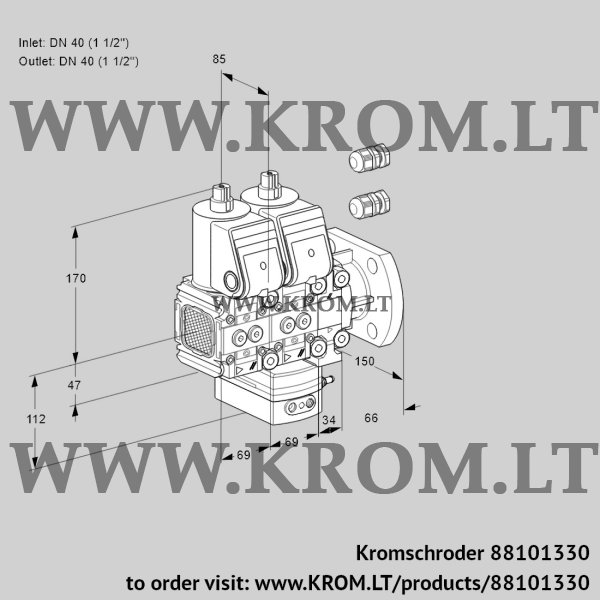 Kromschroder VCD 2E40F/40F05FND-25VWR3/PPPP/PPPP, 88101330 pressure regulator, 88101330