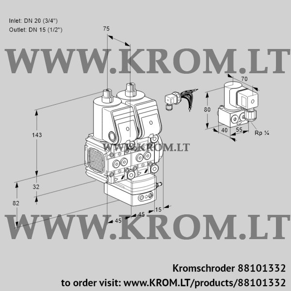 Kromschroder VCG 1E20R/15R05FNGEWR/PPPP/PPZY, 88101332 air/gas ratio control, 88101332