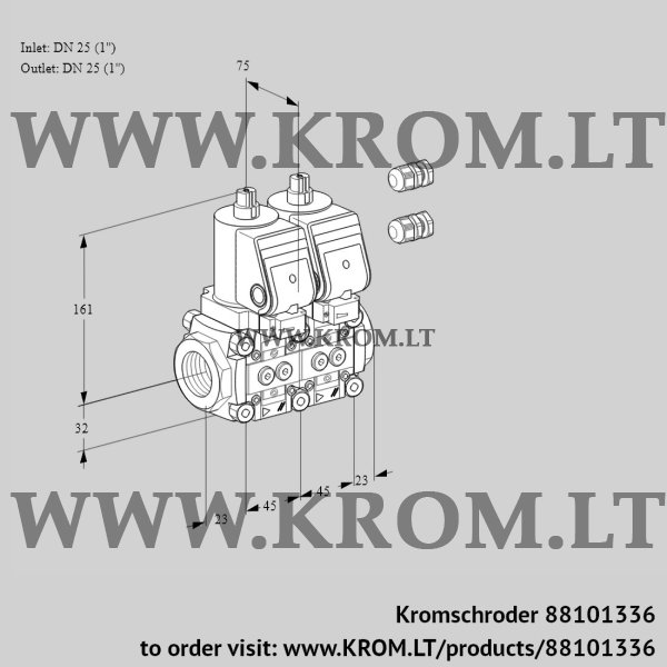 Kromschroder VCS 1E25R/25R05NNQSR3/PPPP/PPPP, 88101336 double solenoid valve, 88101336