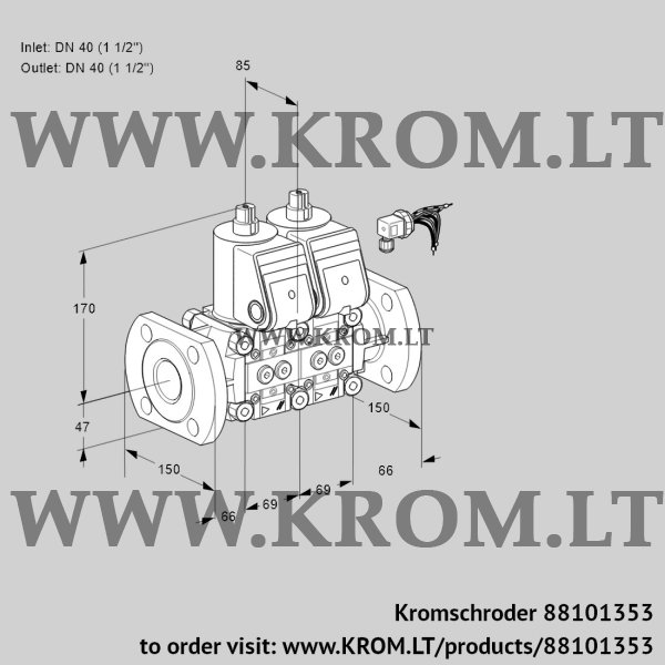 Kromschroder VCS 2E40F/40F05NNQR3/PPPP/PPPP, 88101353 double solenoid valve, 88101353