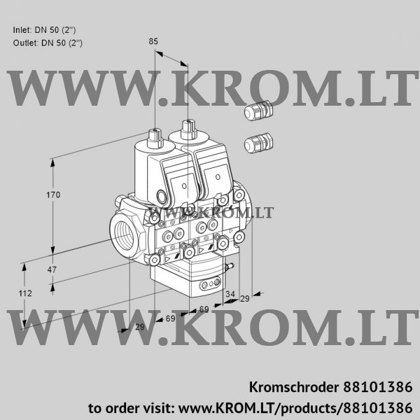 Kromschroder VCG 2E50R/50R05NGEVWR3/PPPP/PPPP, 88101386 air/gas ratio control, 88101386
