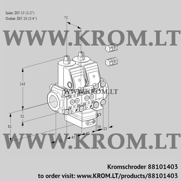 Kromschroder VCG 1E15R/20R05NGEVWR3/PPPP/PPPP, 88101403 air/gas ratio control, 88101403