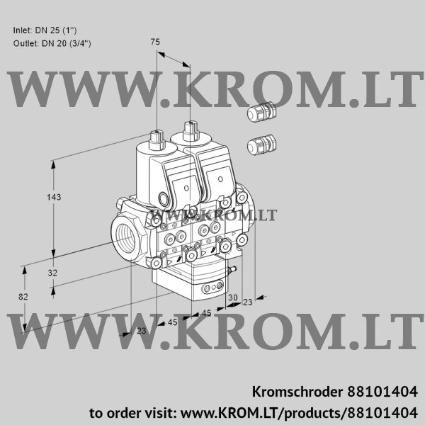 Kromschroder VCG 1E25R/20R05NGEVWR3/PPPP/PPPP, 88101404 air/gas ratio control, 88101404