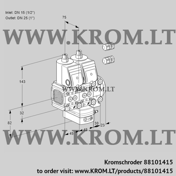 Kromschroder VCG 1E15R/25R05FNGEVWR3/PPPP/PPPP, 88101415 air/gas ratio control, 88101415