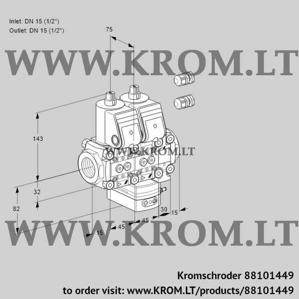 Kromschroder VCD 1E15R/15R05ND-100VWR3/PPPP/PPPP, 88101449 pressure regulator, 88101449