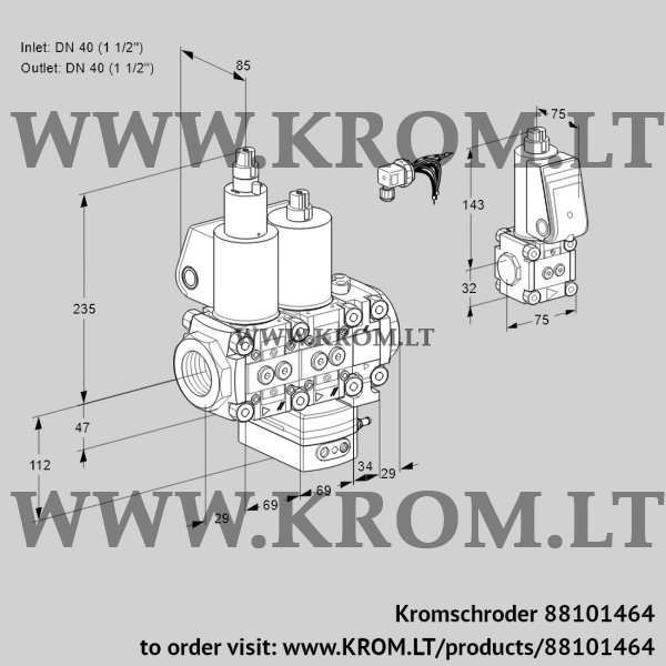 Kromschroder VCG 2E40R/40R05LGEVWL/PPBS/PPPP, 88101464 air/gas ratio control, 88101464