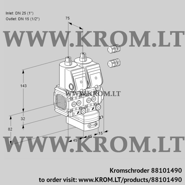 Kromschroder VCD 1E25R/15R05FND-100WR3/PPPP/PPPP, 88101490 pressure regulator, 88101490