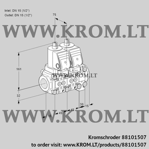 Kromschroder VCS 1T15N/15N05NNVQGR/PPPP/PPPP, 88101507 double solenoid valve, 88101507