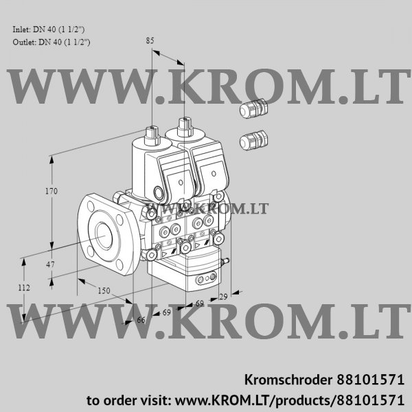 Kromschroder VCG 2E40F/40R05NGEWR3/PPPP/PPPP, 88101571 air/gas ratio control, 88101571