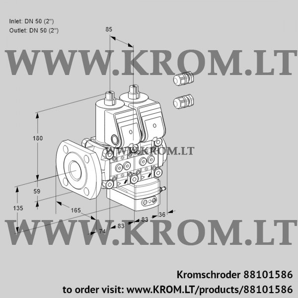 Kromschroder VCH 3E50F/50R05NHEWR3/PPPP/PPPP, 88101586 flow rate regulator, 88101586