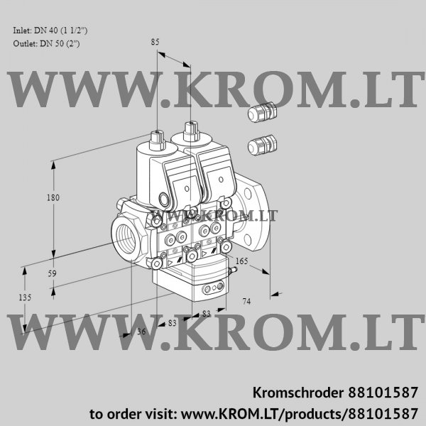 Kromschroder VCH 3E40R/50F05NHEWR3/PPPP/PPPP, 88101587 flow rate regulator, 88101587