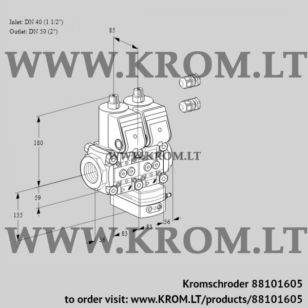 Kromschroder VCD 3E40R/50R05ND-50WR3/PPPP/PPPP, 88101605 pressure regulator, 88101605