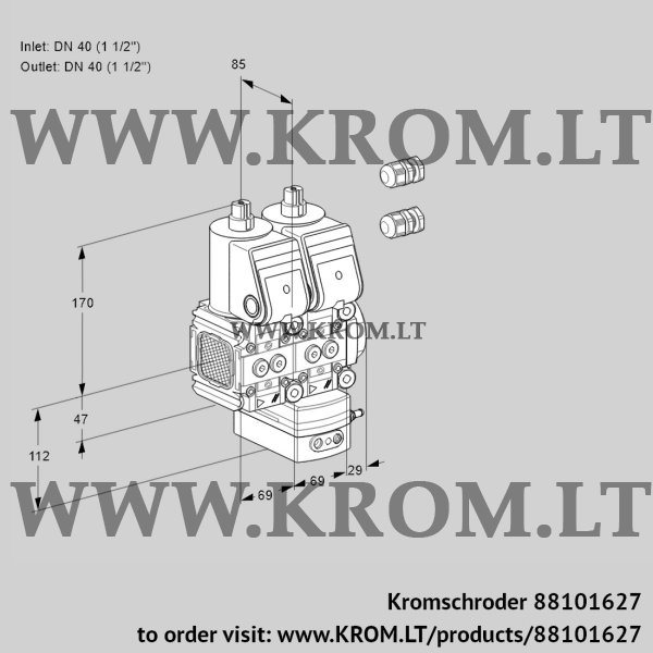 Kromschroder VCH 2E40F/40R05FNHEWR3/PPPP/PPPP, 88101627 flow rate regulator, 88101627