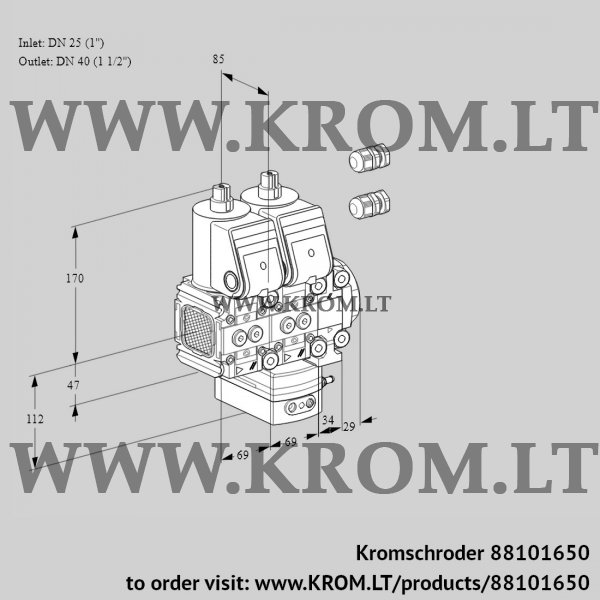 Kromschroder VCG 2E25R/40R05FNGEVWR3/PPPP/PPPP, 88101650 air/gas ratio control, 88101650