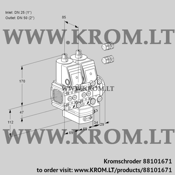 Kromschroder VCH 2E25R/50R05FNHEVWR3/PPPP/PPPP, 88101671 flow rate regulator, 88101671