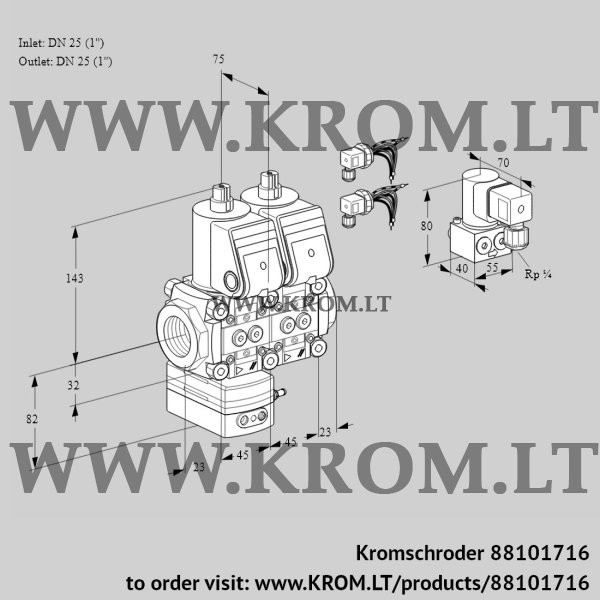 Kromschroder VCD 1E25R/25R05D-25NWR6/PPPP/ZYPP, 88101716 pressure regulator, 88101716