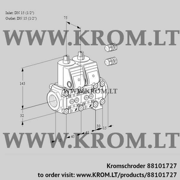 Kromschroder VCS 1E15R/15R05NNVWR3/PPPP/PPPP, 88101727 double solenoid valve, 88101727