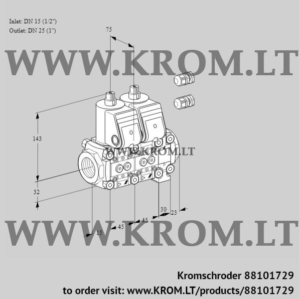 Kromschroder VCS 1E15R/25R05NNVWR3/PPPP/PPPP, 88101729 double solenoid valve, 88101729