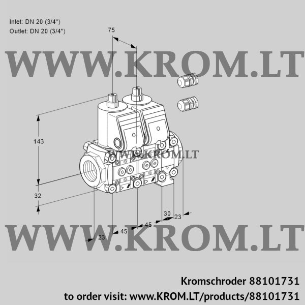 Kromschroder VCS 1E20R/20R05NNVWR3/PPPP/PPPP, 88101731 double solenoid valve, 88101731