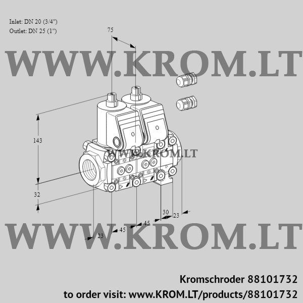 Kromschroder VCS 1E20R/25R05NNVWR3/PPPP/PPPP, 88101732 double solenoid valve, 88101732