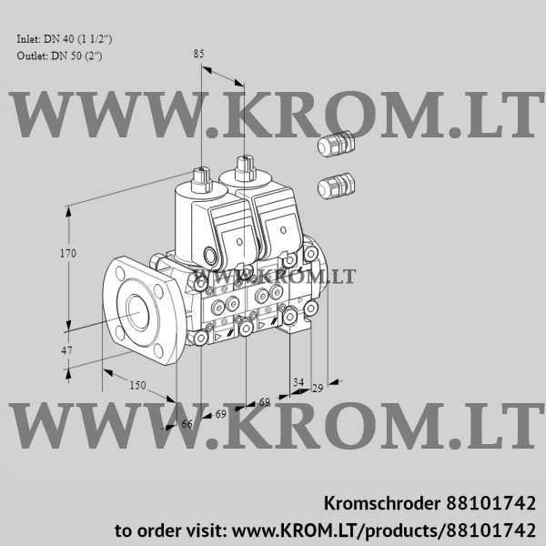 Kromschroder VCS 2E40F/50R05NNVWR3/PPPP/PPPP, 88101742 double solenoid valve, 88101742