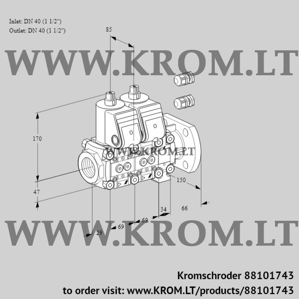 Kromschroder VCS 2E40R/40F05NNVWR3/PPPP/PPPP, 88101743 double solenoid valve, 88101743