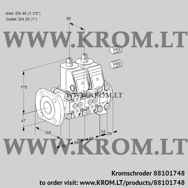 Kromschroder VCS 2E40F/25R05NNVWR3/PPPP/PPPP, 88101748 double solenoid valve, 88101748