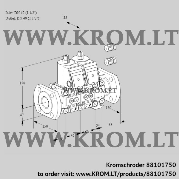 Kromschroder VCS 2E40F/40F05NNVWR3/PPPP/PPPP, 88101750 double solenoid valve, 88101750