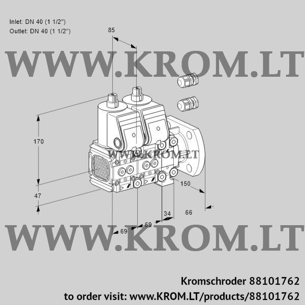 Kromschroder VCS 2E40R/40F05FNNVWR3/PPPP/PPPP, 88101762 double solenoid valve, 88101762