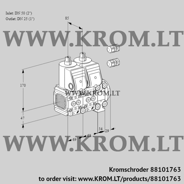 Kromschroder VCS 2E50R/25R05FNNVWR3/PPPP/PPPP, 88101763 double solenoid valve, 88101763