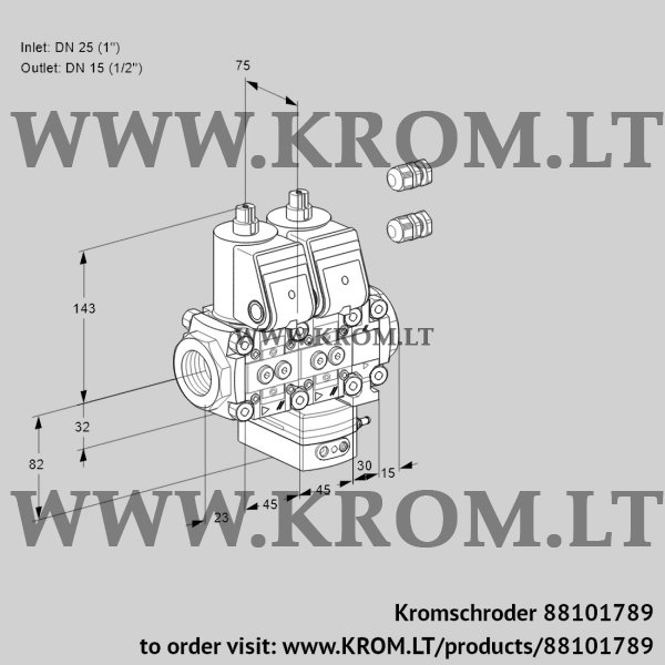 Kromschroder VCD 1E25R/15R05ND-25VWR3/PPPP/PPPP, 88101789 pressure regulator, 88101789