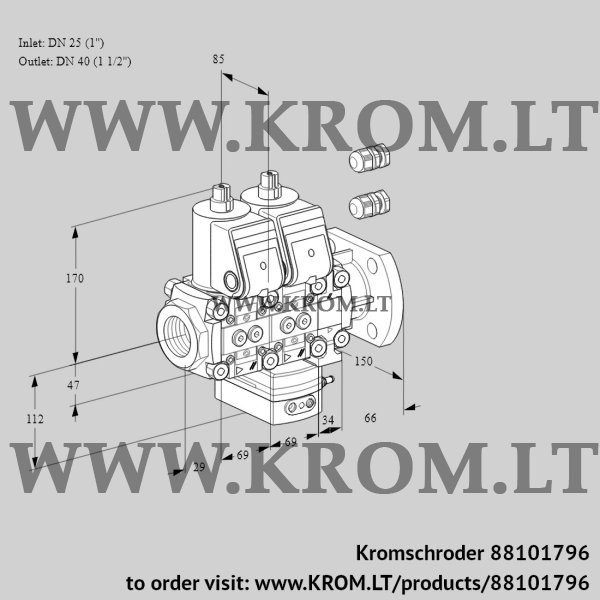 Kromschroder VCD 2E25R/40F05ND-100VWR3/PPPP/PPPP, 88101796 pressure regulator, 88101796