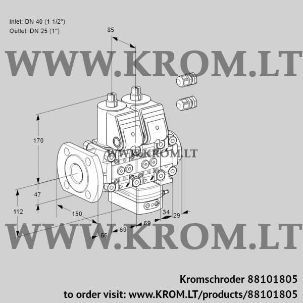 Kromschroder VCD 2E40F/25R05ND-100VWR3/PPPP/PPPP, 88101805 pressure regulator, 88101805