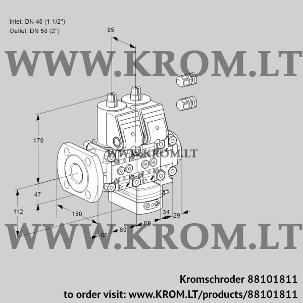 Kromschroder VCD 2E40F/50R05ND-100VWR3/PPPP/PPPP, 88101811 pressure regulator, 88101811