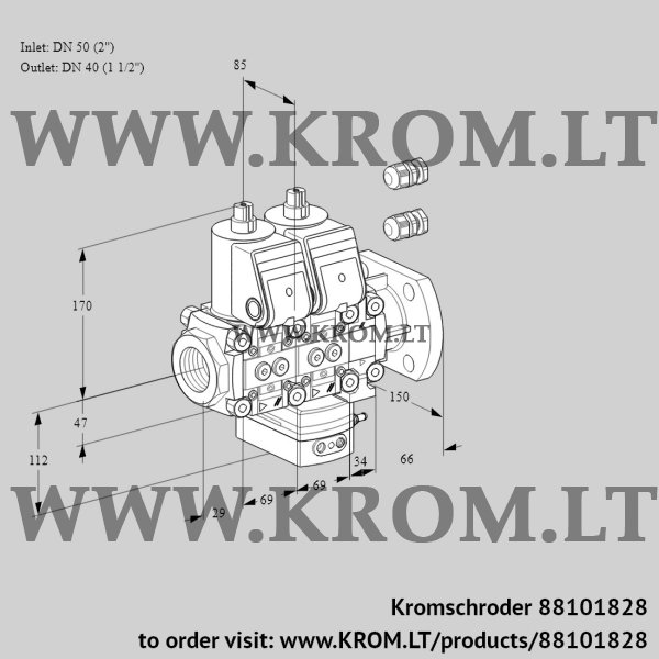 Kromschroder VCD 2E50R/40F05ND-25VWR3/PPPP/PPPP, 88101828 pressure regulator, 88101828