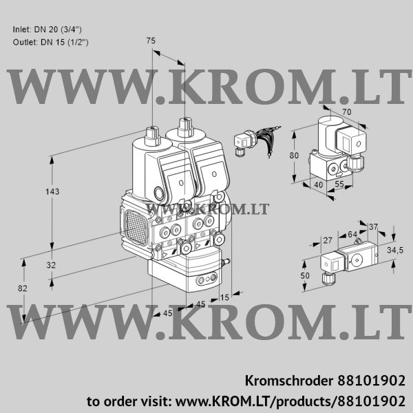 Kromschroder VCG 1E20R/15R05FNGEWR/2-PP/4-BY, 88101902 air/gas ratio control, 88101902