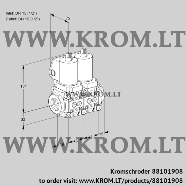 Kromschroder VCS 1T15N/15N05NNQSL/PPPP/PPPP, 88101908 double solenoid valve, 88101908