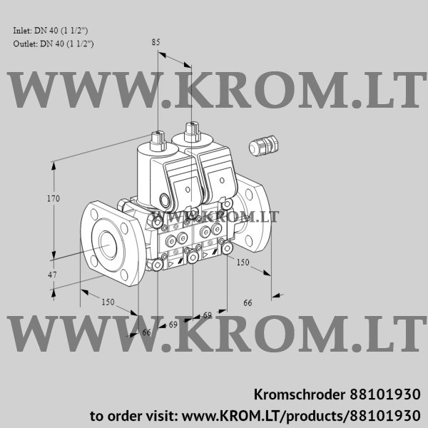 Kromschroder VCS 2E40F/40F05NNWR3/PPPP/PPPP, 88101930 double solenoid valve, 88101930