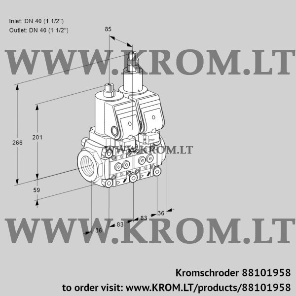 Kromschroder VCS 3T40N/40N05NLQSR/PPPP/PPPP, 88101958 double solenoid valve, 88101958