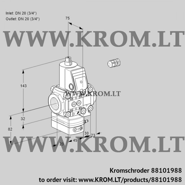 Kromschroder VAD 1E20R/20R05D-100VWR/PP/PP, 88101988 pressure regulator, 88101988