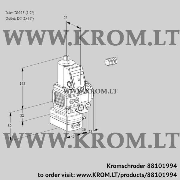 Kromschroder VAD 1E15R/25R05FD-100VWR/PP/PP, 88101994 pressure regulator, 88101994