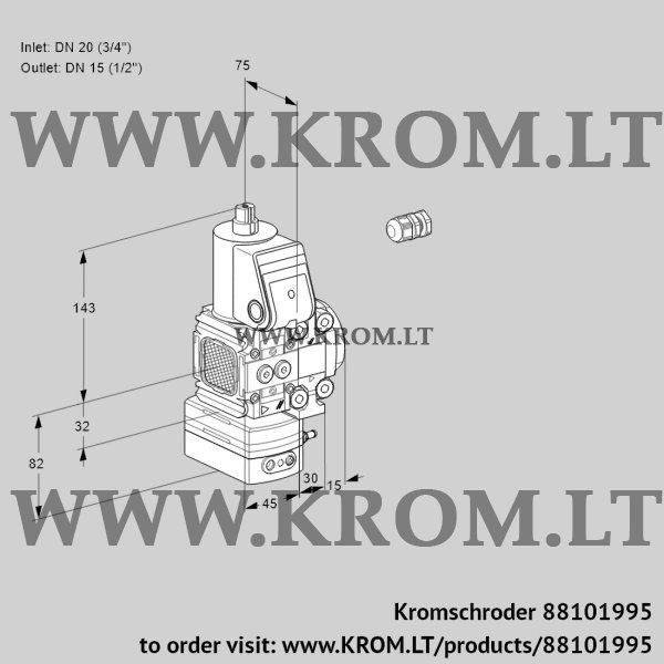 Kromschroder VAD 1E20R/15R05FD-100VWR/PP/PP, 88101995 pressure regulator, 88101995