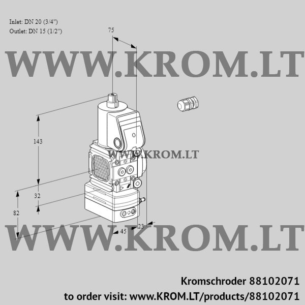 Kromschroder VAD 1E20R/15R05FD-25WR/PP/PP, 88102071 pressure regulator, 88102071