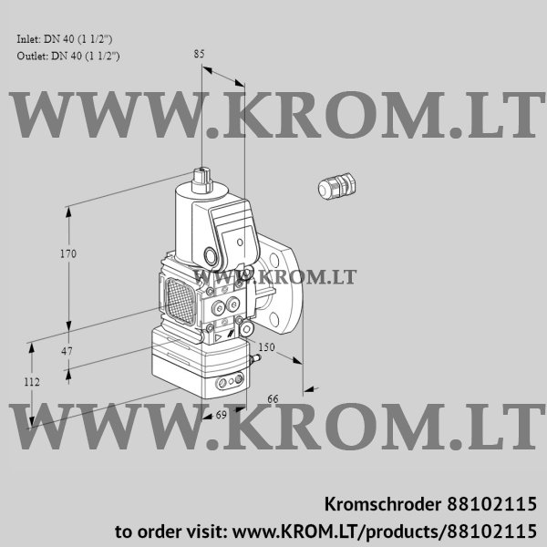 Kromschroder VAD 2E40R/40F05FD-100WR/PP/PP, 88102115 pressure regulator, 88102115