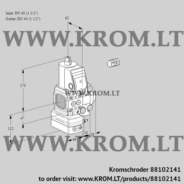 Kromschroder VAD 2E40R/40R05FD-100VWR/PP/PP, 88102141 pressure regulator, 88102141