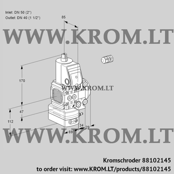 Kromschroder VAD 2E50R/40R05FD-100VWR/PP/PP, 88102145 pressure regulator, 88102145