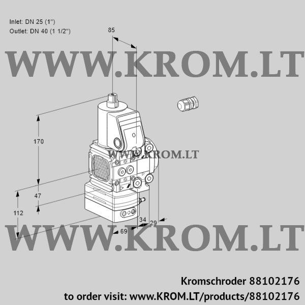 Kromschroder VAD 2E25R/40R05FD-25VWR/PP/PP, 88102176 pressure regulator, 88102176