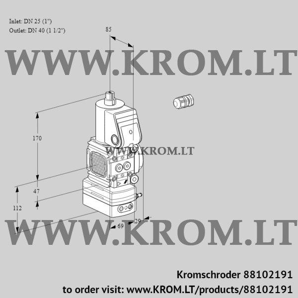 Kromschroder VAD 2E25R/40R05FD-50WR/PP/PP, 88102191 pressure regulator, 88102191