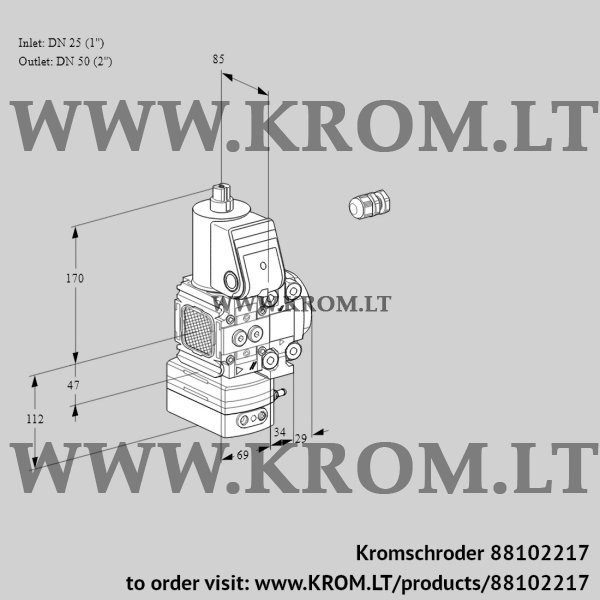 Kromschroder VAD 2E25R/50R05FD-50VWR/PP/PP, 88102217 pressure regulator, 88102217