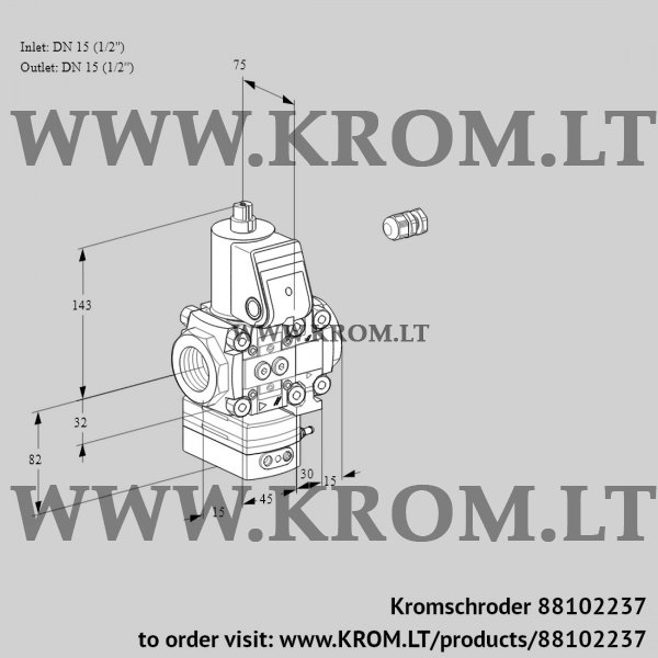 Kromschroder VAG 1E15R/15R05GEVWR/PP/PP, 88102237 air/gas ratio control, 88102237